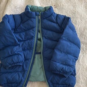 Wonder Nation Kids' Blue Puffer Jacket with Green Interior 4T
